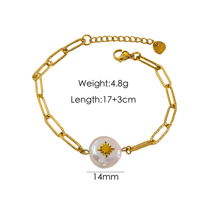 Elegant Baroque Style Geometric Stainless Steel Plating Inlay Pearl 18k Gold Plated Bracelets Necklace