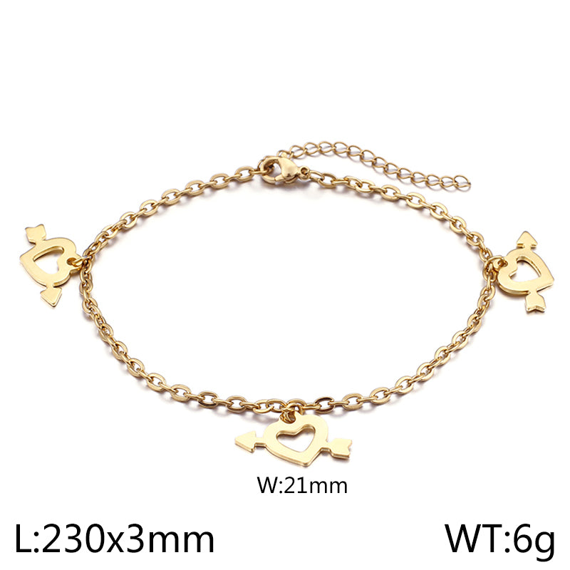 Simple Style Heart Shape Titanium Steel Valentine's Day Women's Anklet