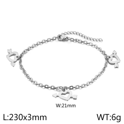 Simple Style Heart Shape Titanium Steel Valentine's Day Women's Anklet