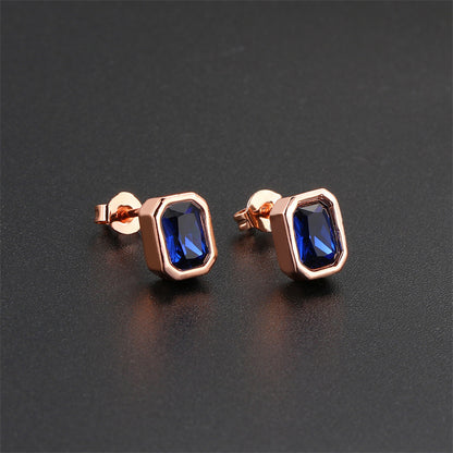 1 Pair Ig Style Simple Style Rectangle Plating Inlay Brass Zircon Rose Gold Plated White Gold Plated Ear Studs