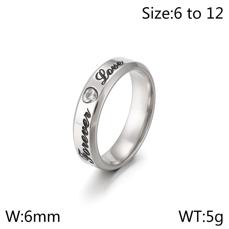 Simple Style Letter Titanium Steel Rings