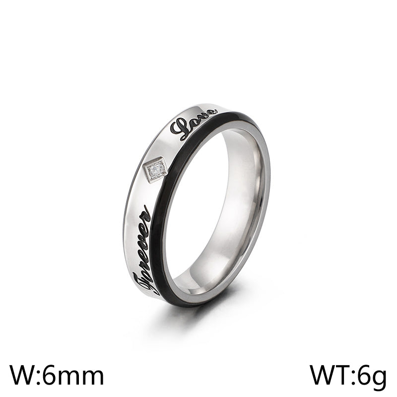 Simple Style Letter Titanium Steel Rings