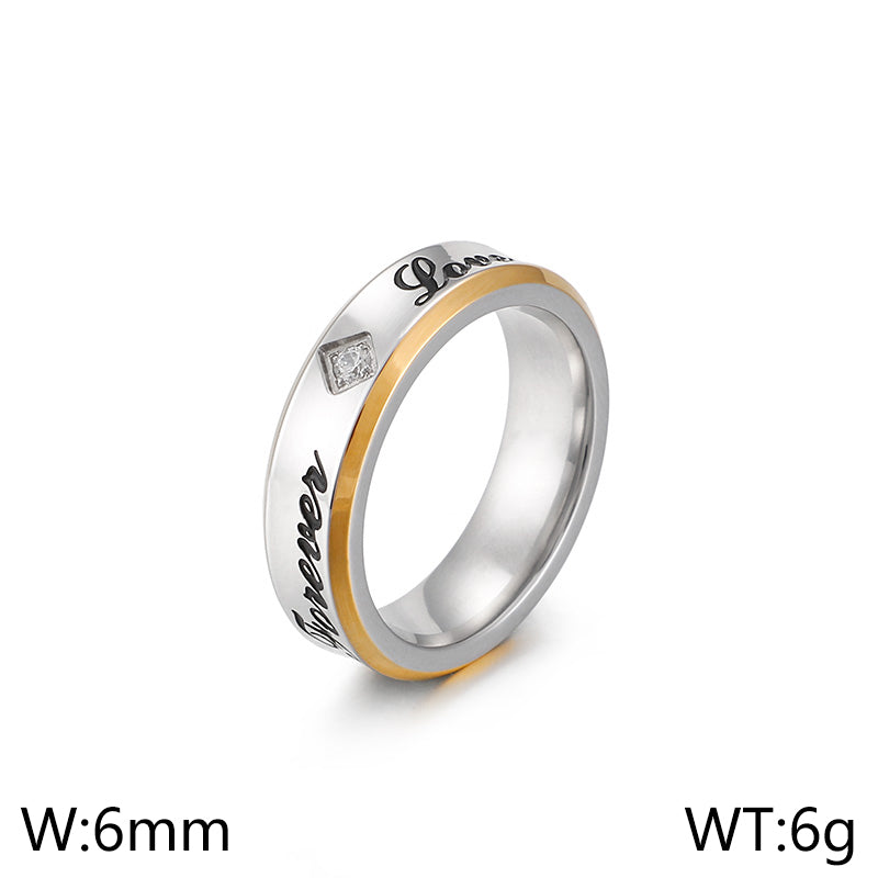 Simple Style Letter Titanium Steel Rings