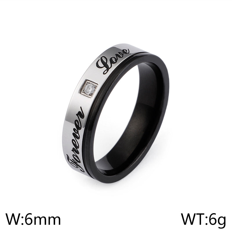 Simple Style Letter Titanium Steel Rings