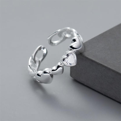 Sweet Heart Shape Copper Plating Silver Plated Rings