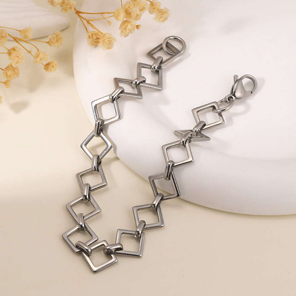 Hip-hop Retro Rhombus Stainless Steel Bracelets