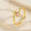 Vintage Style Simple Style Commute Leaves Copper Plating Inlay Zircon 14k Gold Plated Open Rings