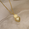 Ig Style Simple Style Heart Shape Copper Plating Inlay Zircon Gold Plated Pendant Necklace