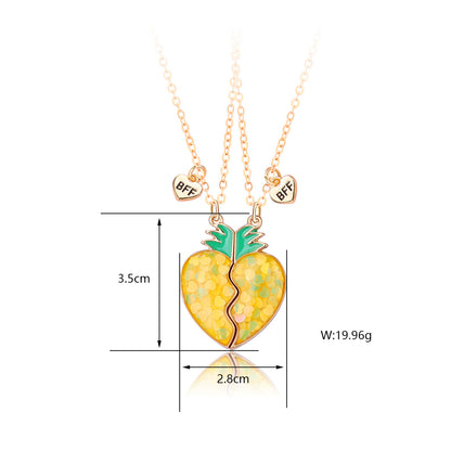 Cartoon Style Cute Fruit Heart Shape Alloy Plating Girl's Pendant Necklace