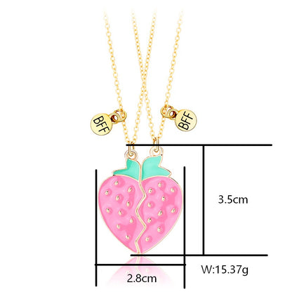 Cartoon Style Cute Fruit Heart Shape Alloy Plating Girl's Pendant Necklace