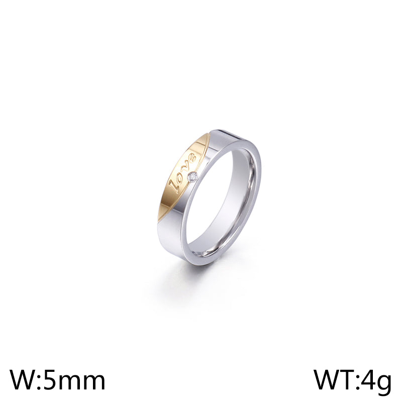 Romantic Letter Titanium Steel Plating Inlay Rhinestones Rings