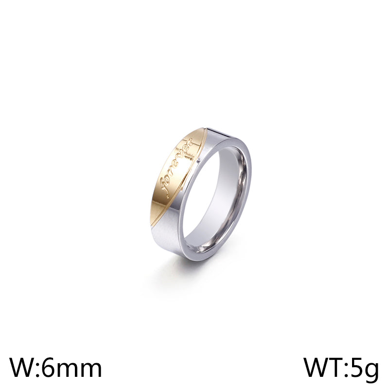 Romantic Letter Titanium Steel Plating Inlay Rhinestones Rings