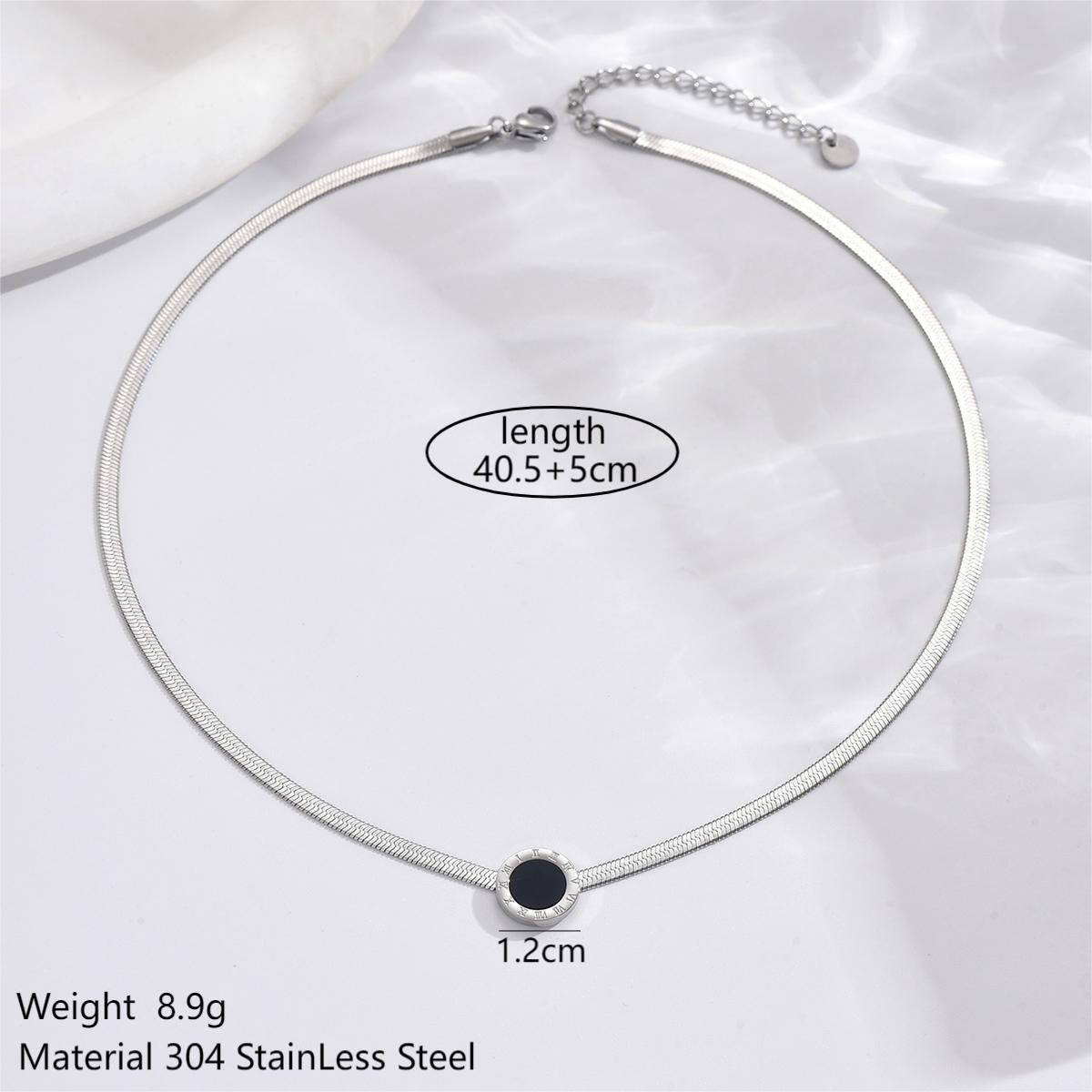 Simple Style Round Roman Numeral Stainless Steel Polishing Plating Inlay Acrylic 14k Gold Plated Necklace