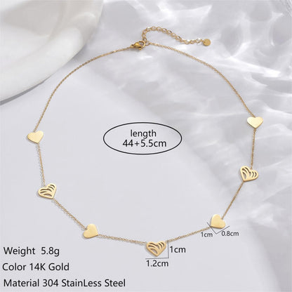 Simple Style Round Heart Shape Feather Stainless Steel Plating Hollow Out Inlay Acrylic 14k Gold Plated Necklace