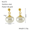 1 Pair Retro Geometric Plating Inlay Stainless Steel Artificial Pearls 18k Gold Plated Earrings