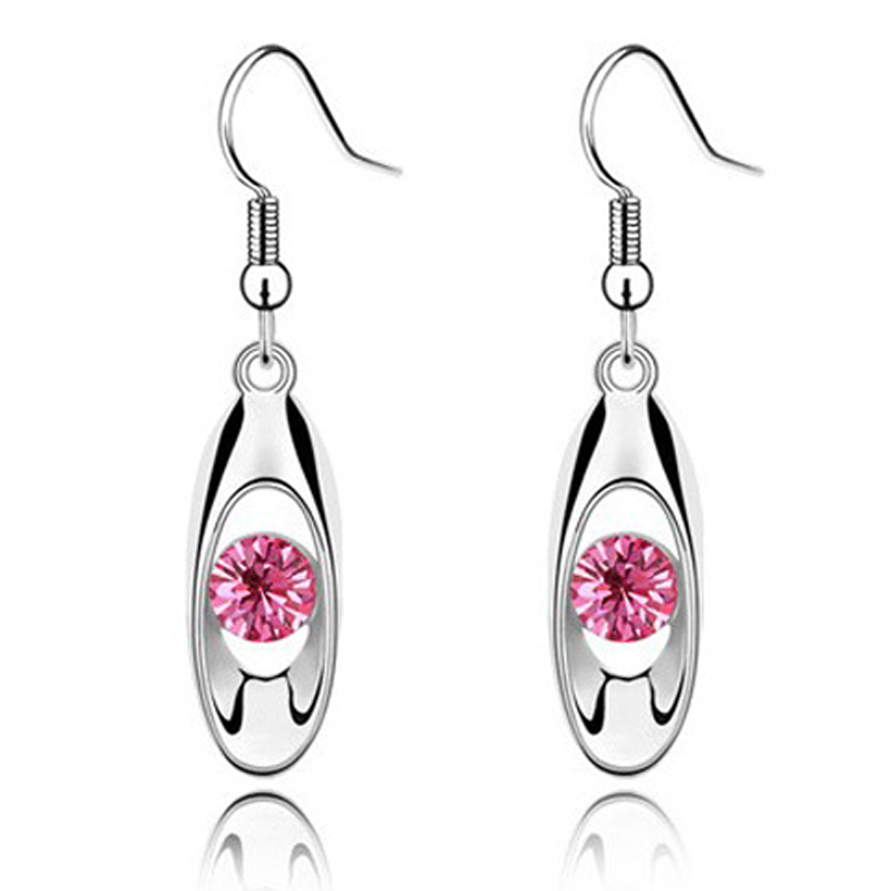 1 Pair Simple Style Water Droplets Plating Inlay Alloy Rhinestones Silver Plated Drop Earrings