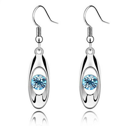 1 Pair Simple Style Water Droplets Plating Inlay Alloy Rhinestones Silver Plated Drop Earrings