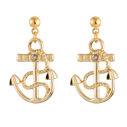 1 Pair Marine Style Rudder Anchor Plating Inlay Alloy Rhinestones Gold Plated Silver Plated Drop Earrings