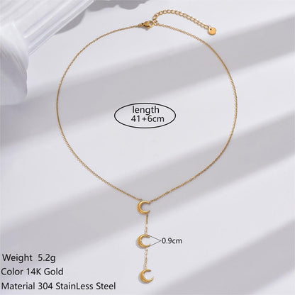 Simple Style Moon Stainless Steel Plating 14k Gold Plated Necklace