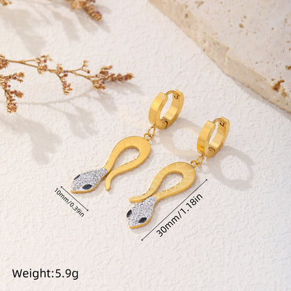 1 Pair Simple Style Devil's Eye Heart Shape Snake Plating Titanium Steel 18k Gold Plated Drop Earrings