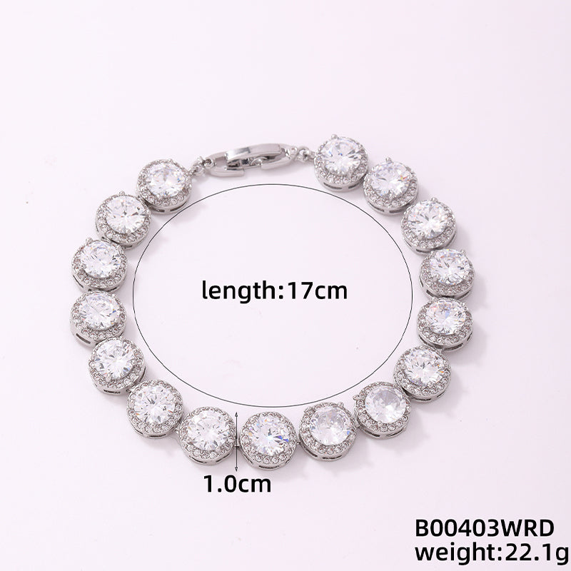 Casual Simple Style Geometric Copper Irregular Zircon Silver Plated Bracelets