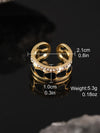 Luxurious Shiny Geometric Heart Shape Copper Enamel Plating Inlay Zircon 18k Gold Plated Open Rings