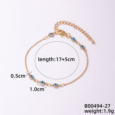 Casual Simple Style Devil's Eye Copper Enamel Bracelets