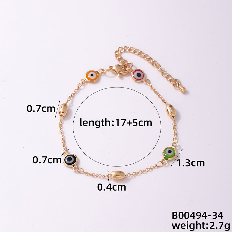 Casual Simple Style Devil's Eye Copper Enamel Bracelets