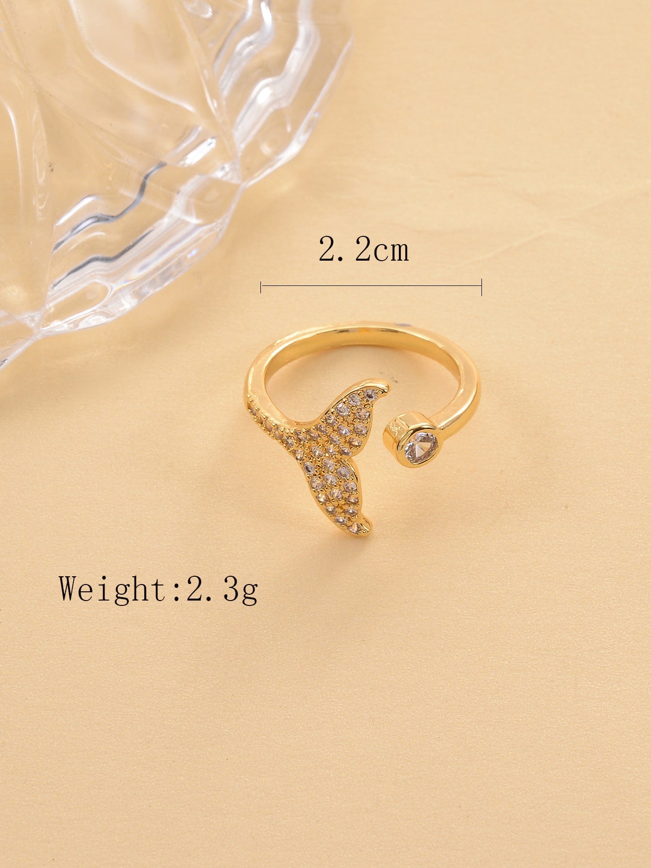 Elegant Pastoral Flower Fish Tail Copper Beaded Inlay Zircon 18k Gold Plated Rings