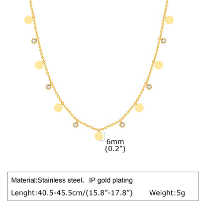 Fairy Style Simple Style Triangle Square Water Droplets Stainless Steel Plating Inlay Zircon 18k Gold Plated Necklace