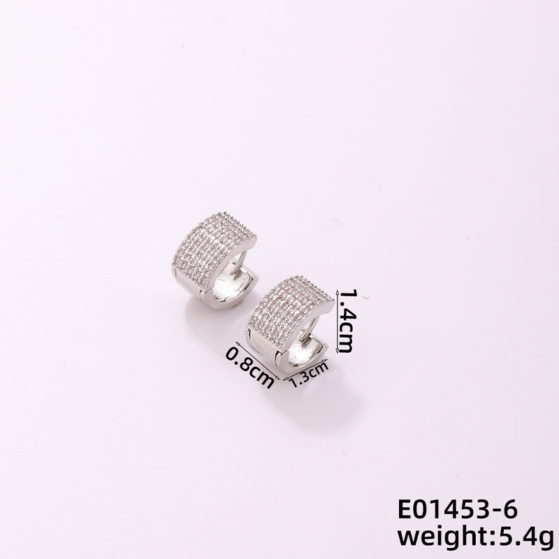 1 Piece Casual Simple Style Geometric Copper Zircon Silver Plated Huggie Earrings