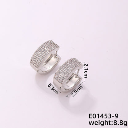 1 Piece Casual Simple Style Geometric Copper Zircon Silver Plated Huggie Earrings