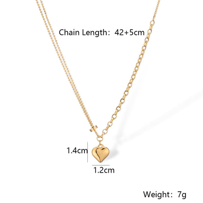 Simple Style Commute Star Heart Shape Titanium Steel Plating 18k Gold Plated Pendant Necklace