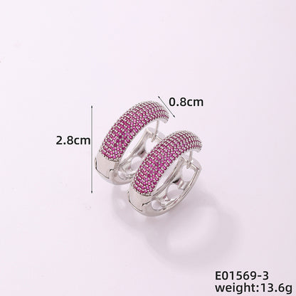 1 Piece Casual Simple Style Geometric Irregular Copper Zircon Silver Plated Huggie Earrings