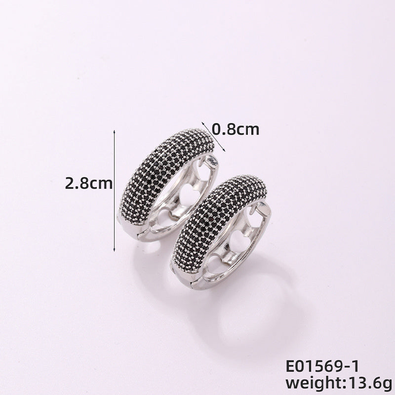 1 Piece Casual Simple Style Geometric Irregular Copper Zircon Silver Plated Huggie Earrings