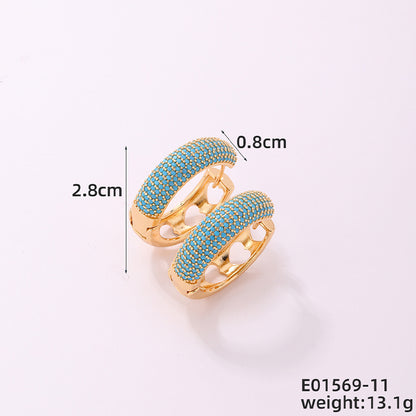 1 Piece Casual Simple Style Geometric Irregular Copper Zircon Silver Plated Huggie Earrings