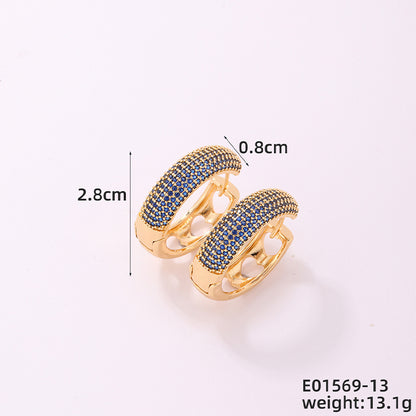 1 Piece Casual Simple Style Geometric Irregular Copper Zircon Silver Plated Huggie Earrings