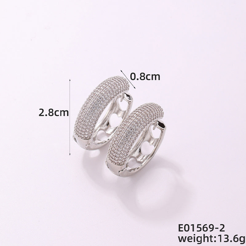 1 Piece Casual Simple Style Geometric Irregular Copper Zircon Silver Plated Huggie Earrings