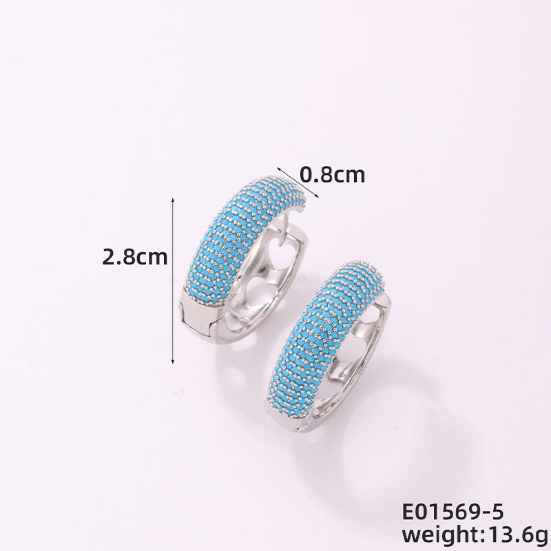 1 Piece Casual Simple Style Geometric Irregular Copper Zircon Silver Plated Huggie Earrings