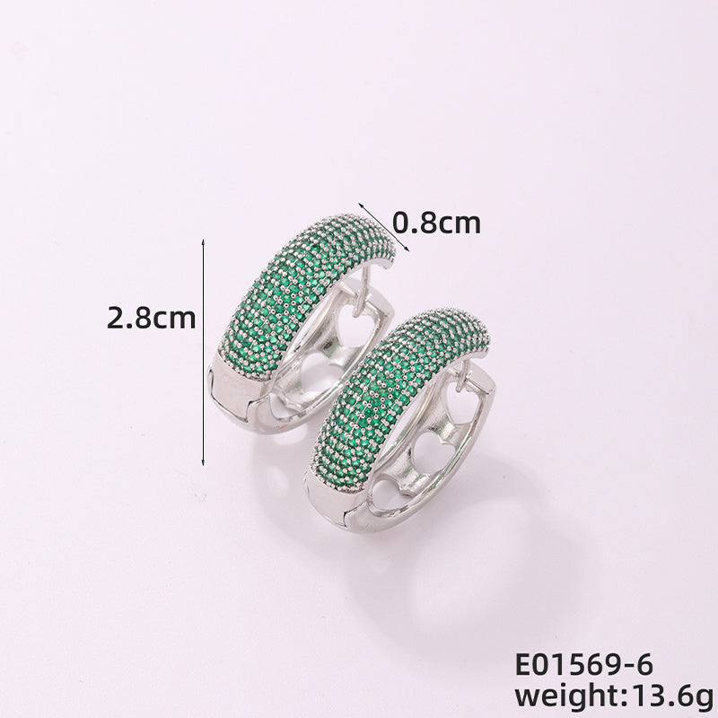 1 Piece Casual Simple Style Geometric Irregular Copper Zircon Silver Plated Huggie Earrings