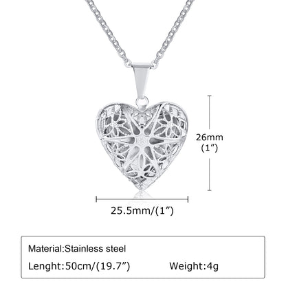 Simple Style Star Heart Shape Stainless Steel Plating Hollow Out Gold Plated Pendant Necklace Locket Necklace