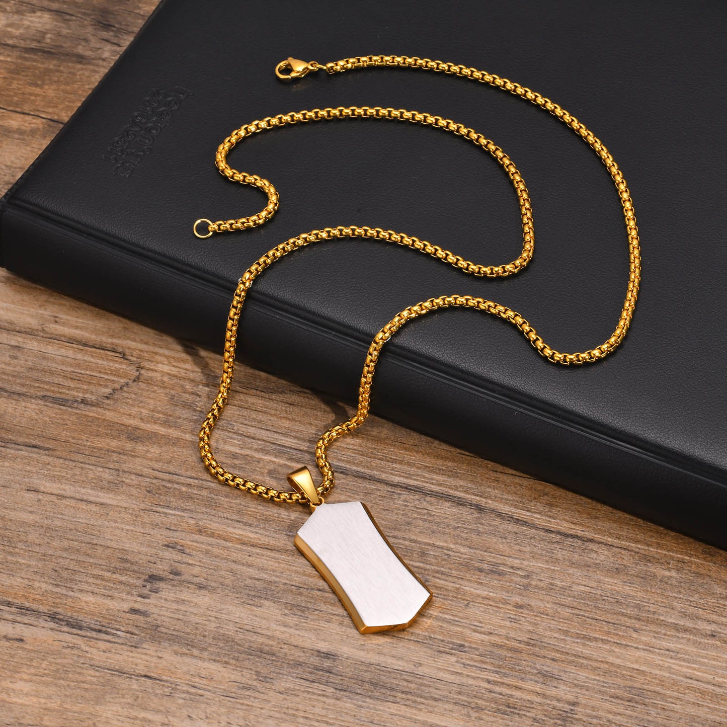 Simple Style Geometric Stainless Steel 18k Gold Plated Men's Pendant Necklace