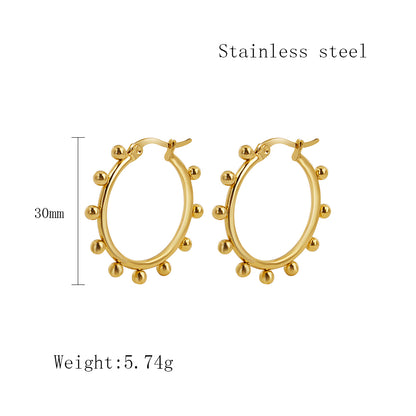 1 Pair Simple Style Geometric Plating Stainless Steel 18k Gold Plated Hoop Earrings