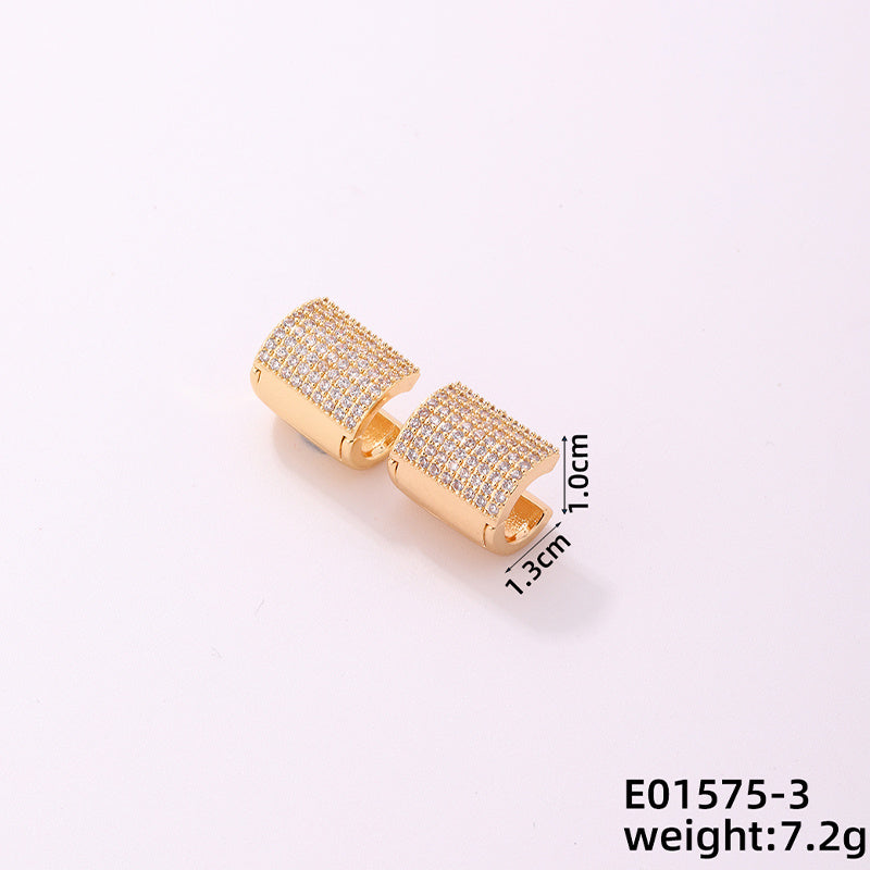 1 Piece Casual Simple Style Geometric Irregular Copper Zircon Silver Plated Huggie Earrings