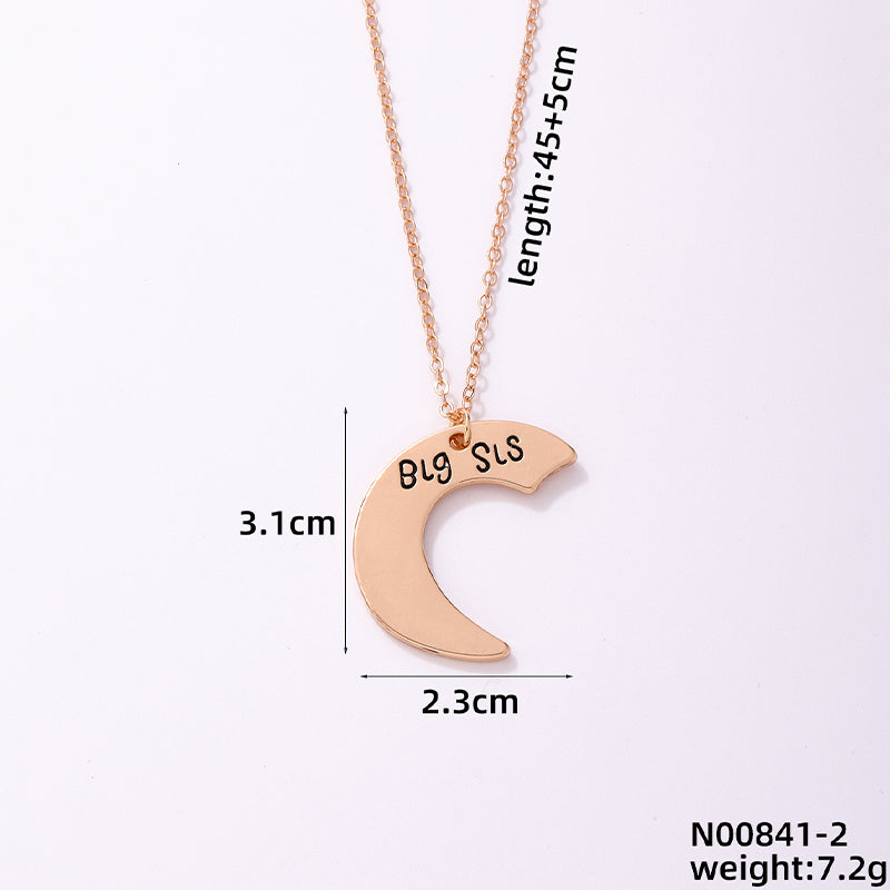 Casual Simple Style Moon Heart Shape Stainless Steel Patchwork Pendant Necklace