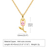 Lady Flower Stainless Steel Plating Inlay Zircon Gold Plated Pendant Necklace