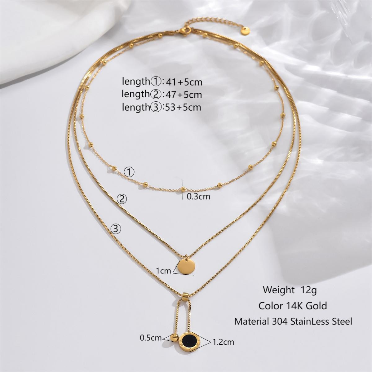 Elegant Classic Style Roman Style Moon Snake Butterfly Stainless Steel Plating Hollow Out Inlay Acrylic 14k Gold Plated Layered Necklaces