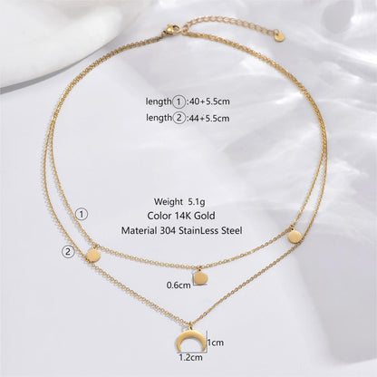 Elegant Classic Style Roman Style Moon Snake Butterfly Stainless Steel Plating Hollow Out Inlay Acrylic 14k Gold Plated Layered Necklaces