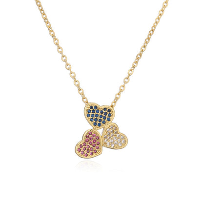 Ig Style Simple Style Heart Shape Copper Plating Inlay Zircon Gold Plated Pendant Necklace