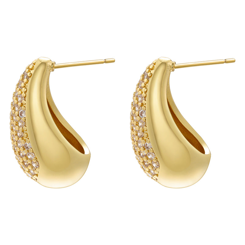 1 Pair Casual Vintage Style Simple Style Water Droplets Plating Inlay Copper Zircon 18k Gold Plated Ear Studs